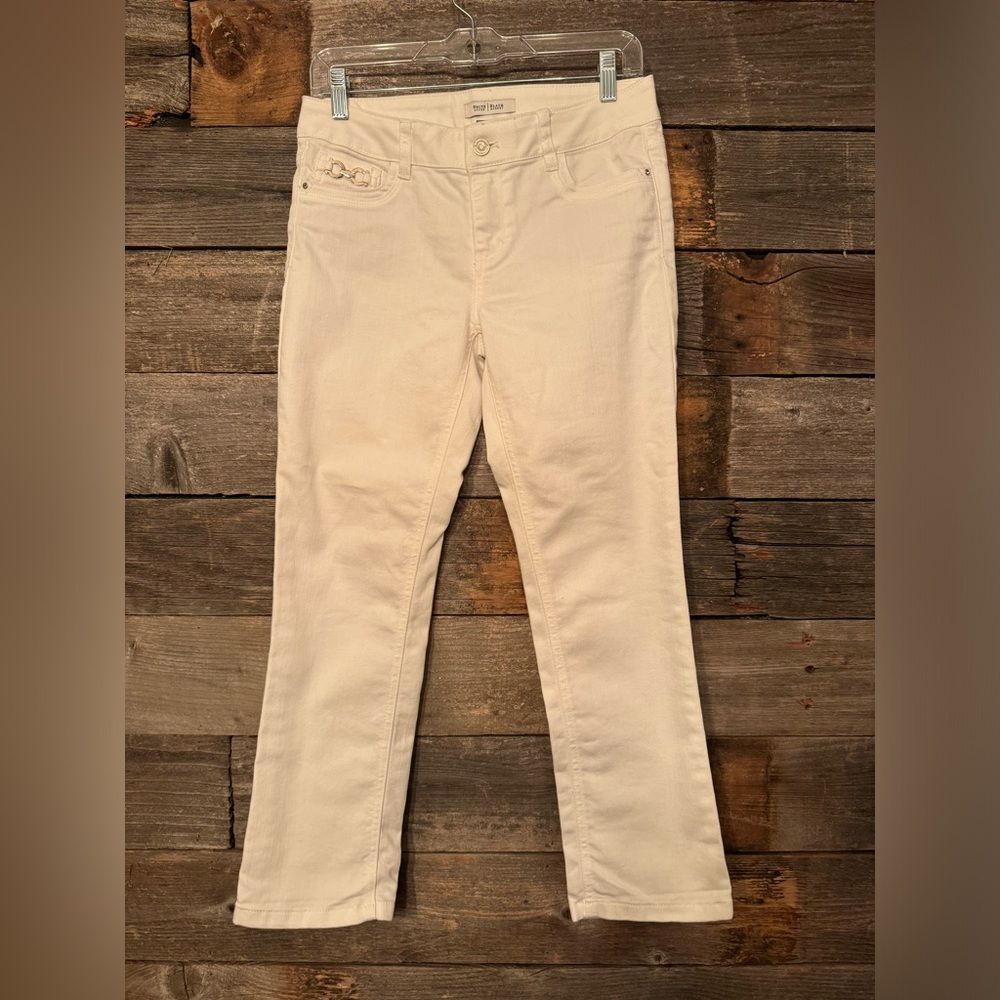 WHBM Blanc slim straight crop leg white jeans size 2